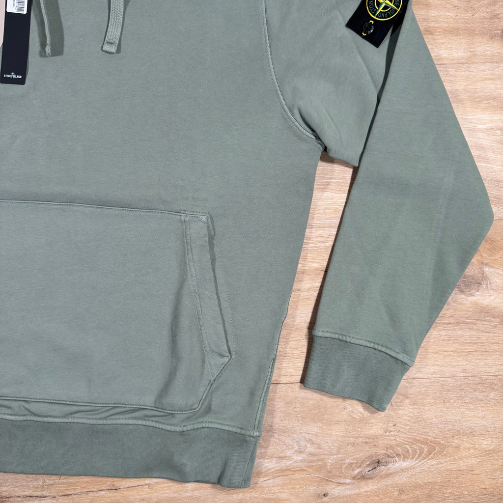Stone Island Organic Cotton Fleece Pullover Hoodie in Sage Green