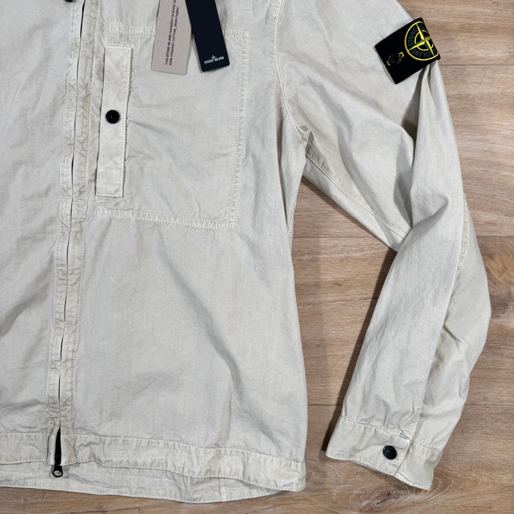 Stone Island Brushed Canvas Old Treatment Overshirt in Sand