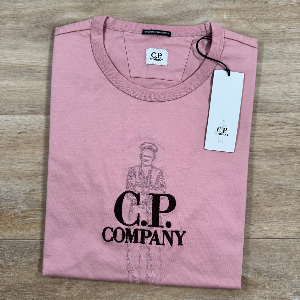 CP Company 30/2 Mercerized Jersey Twisted British Sailor T-Shirt in Misty Rose - Pink