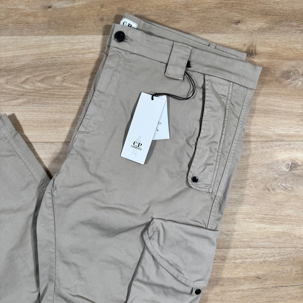 CP Company Stretch Sateen Utility Cargo Lens Pants in Vintage Khaki
