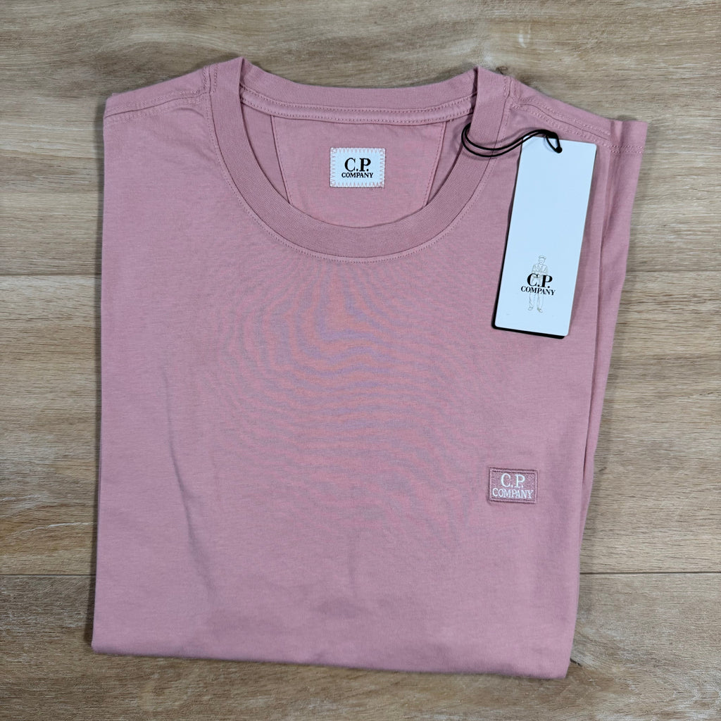 CP Company 30/1 Jersey Logo Patch T-Shirt in Misty Rose - Pink