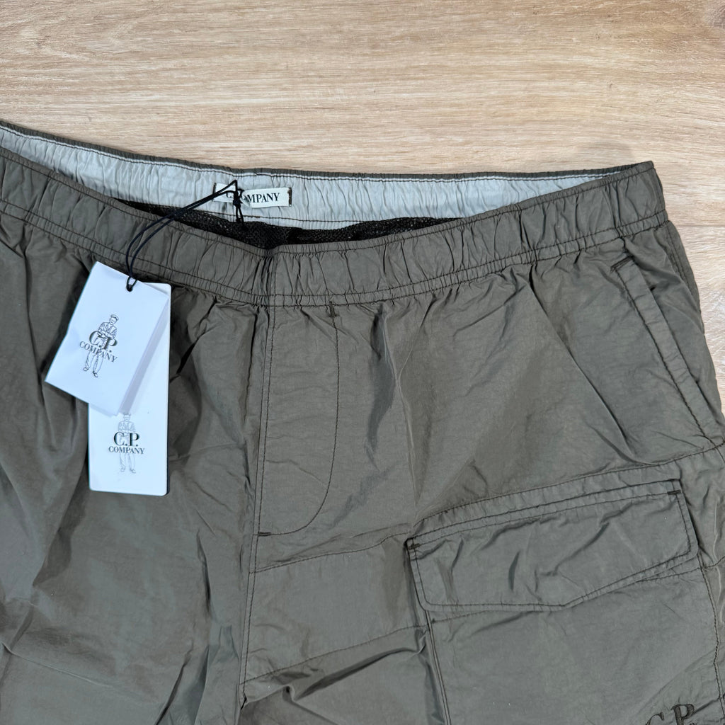 CP Company Flatt Nylon Logo Swim Shorts in Ivy Green