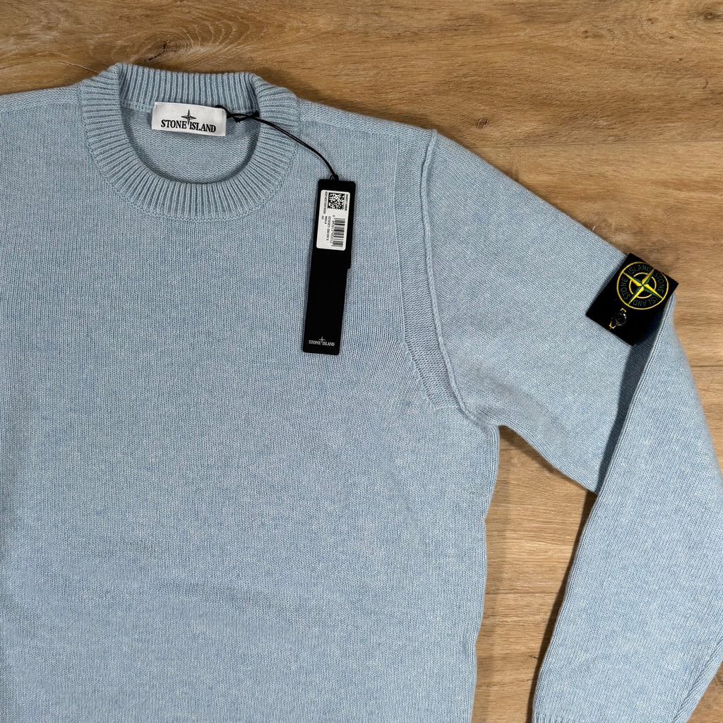 Stone Island Lambswool Crewneck Jumper in Sky Blue