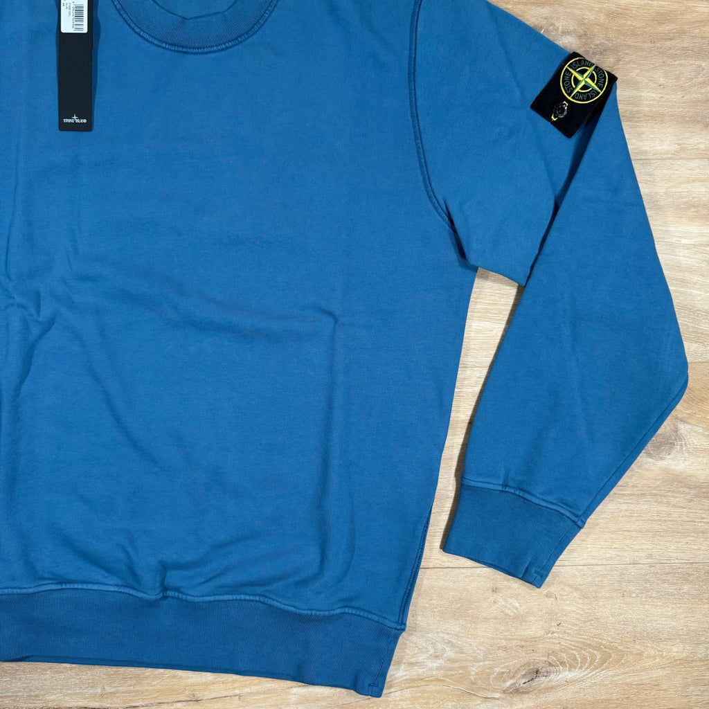 Stone Island Garment Dyed Crewneck Sweatshirt in Avio Blue