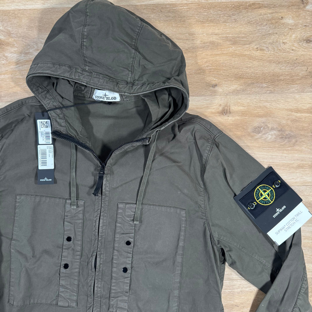 Stone Island Supima Cotton Twill Stretch-TC Jacket in Military Green