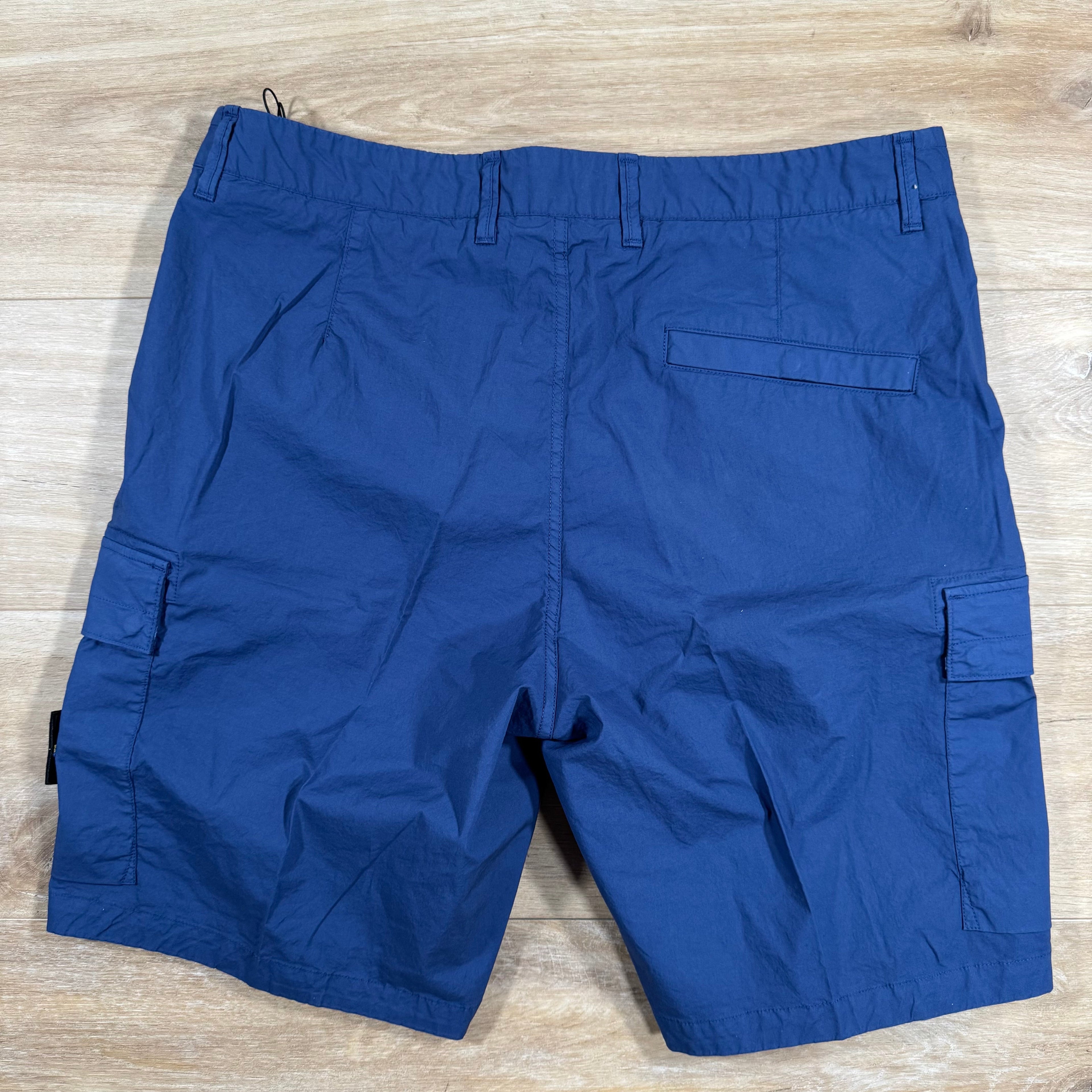 Stone Island Stretch Tela Cargo Bermuda Shorts in Blue Marine