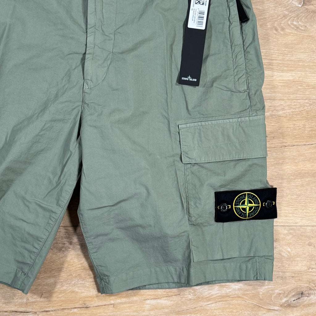 Stone Island Stretch Tela Cargo Bermuda Shorts in Sage Green