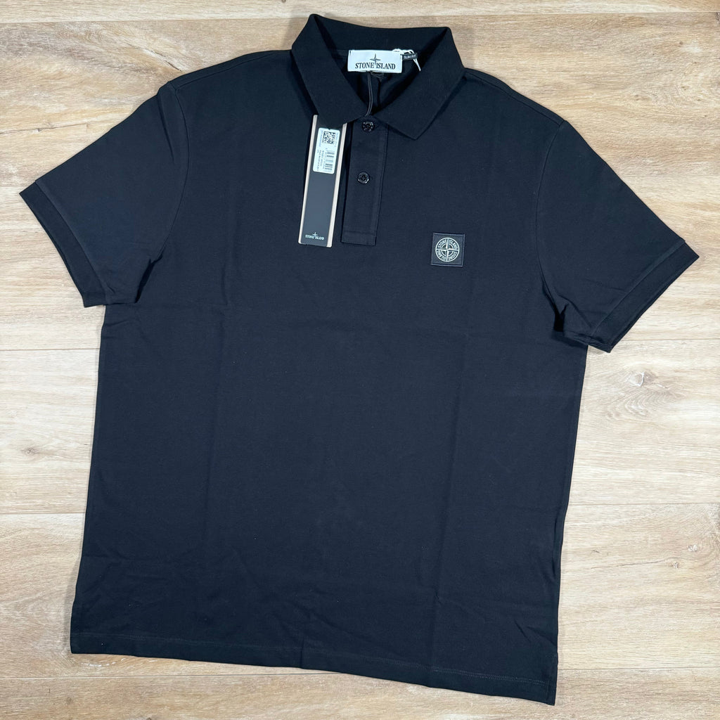 Stone Island Organic Cotton Pique Polo Shirt in Black