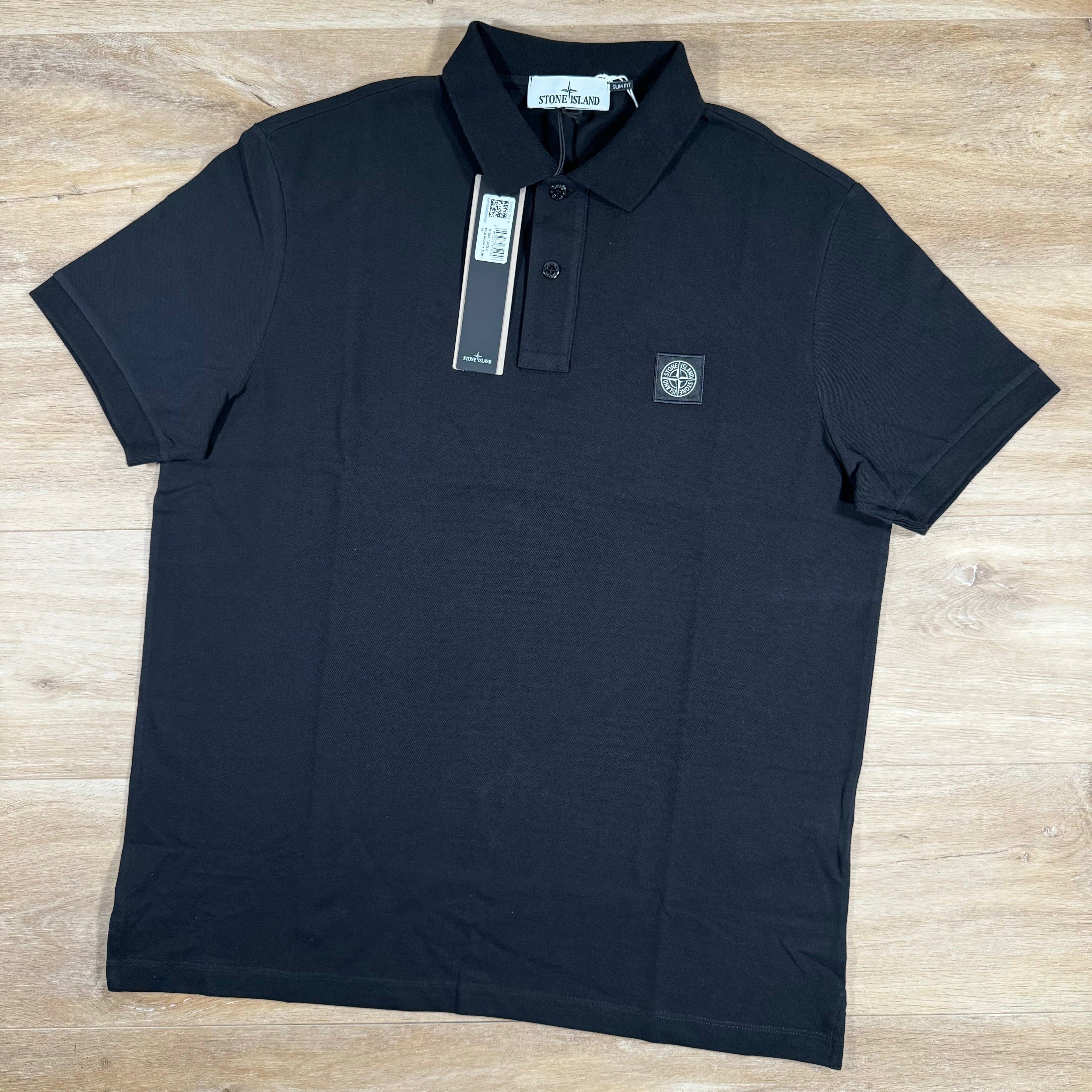 Stone Island Patch Logo Polo Shirt in Black
