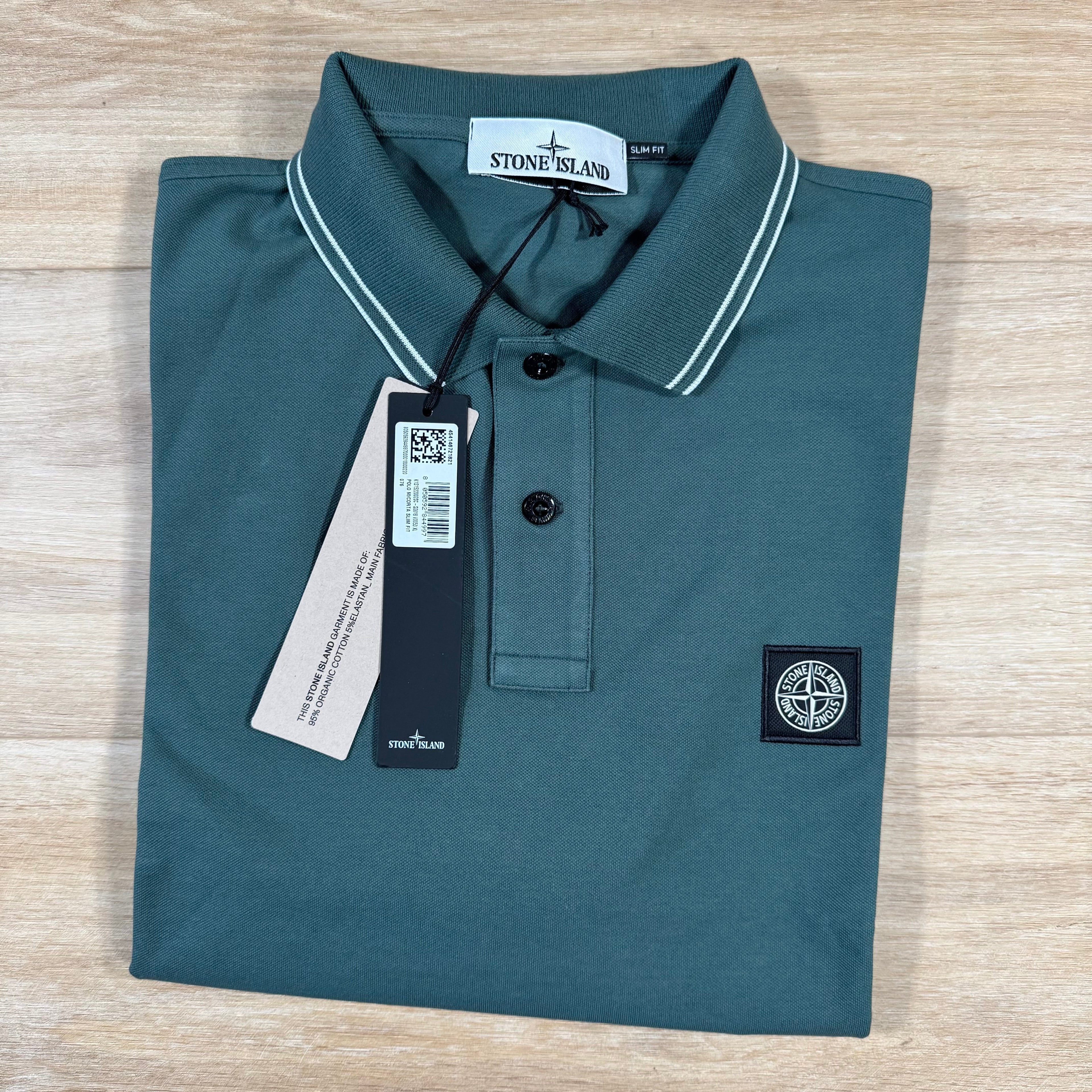 Stone Island Organic Cotton Pique Polo Shirt in Bottle Green