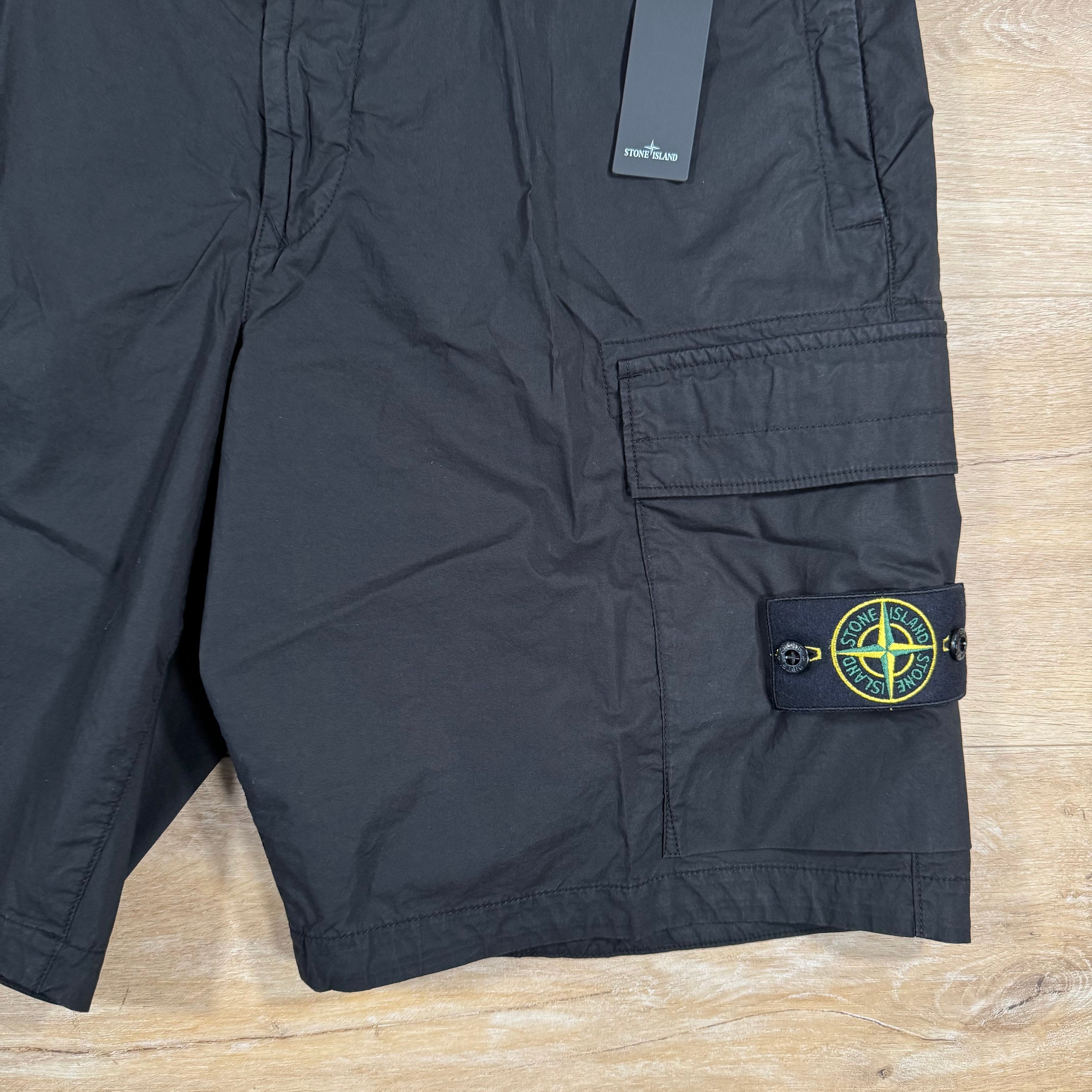 Stone Island Stretch Tela Cargo Bermuda Shorts in Black