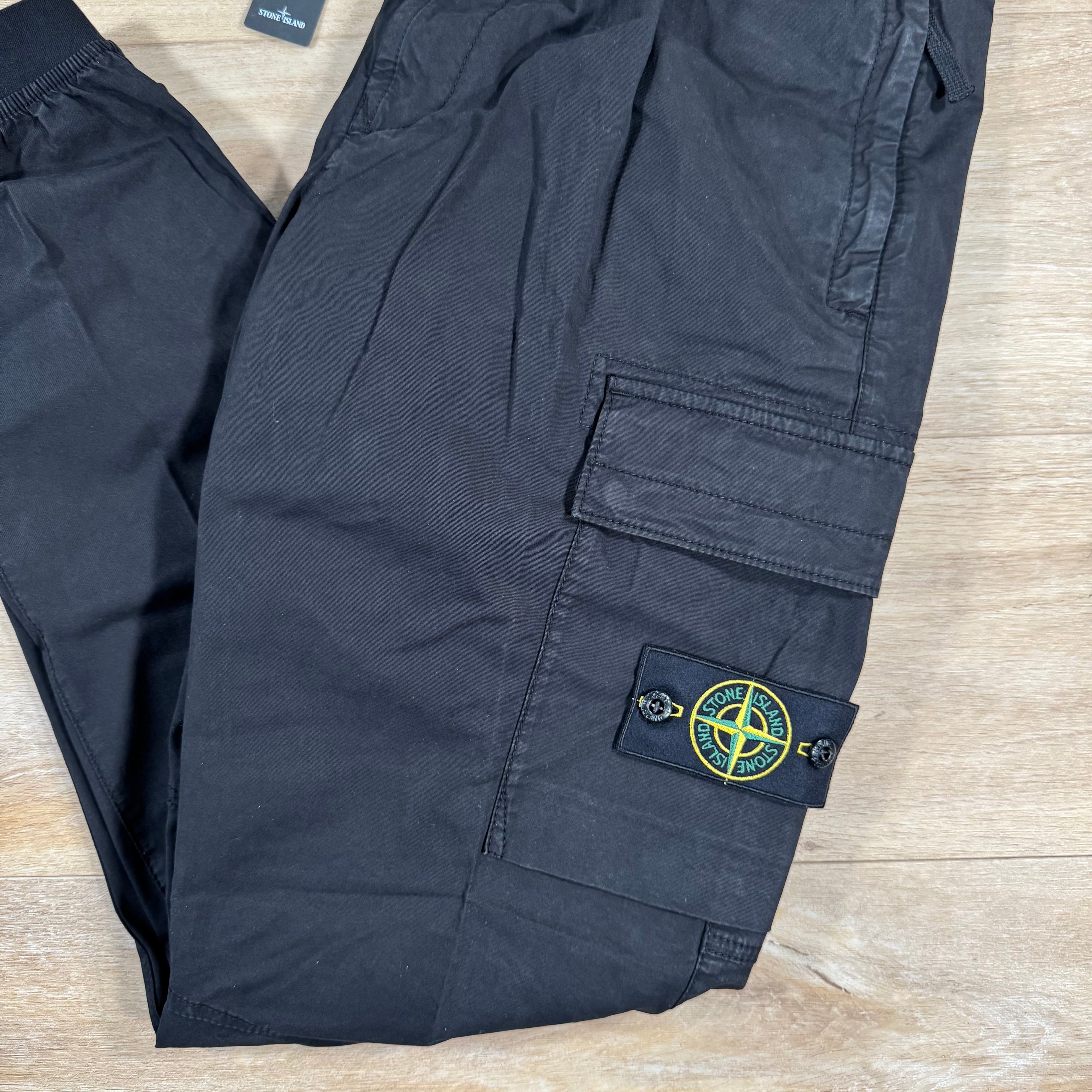Stone Island Supima Twill Stretch-TC Cargo Pants in Black