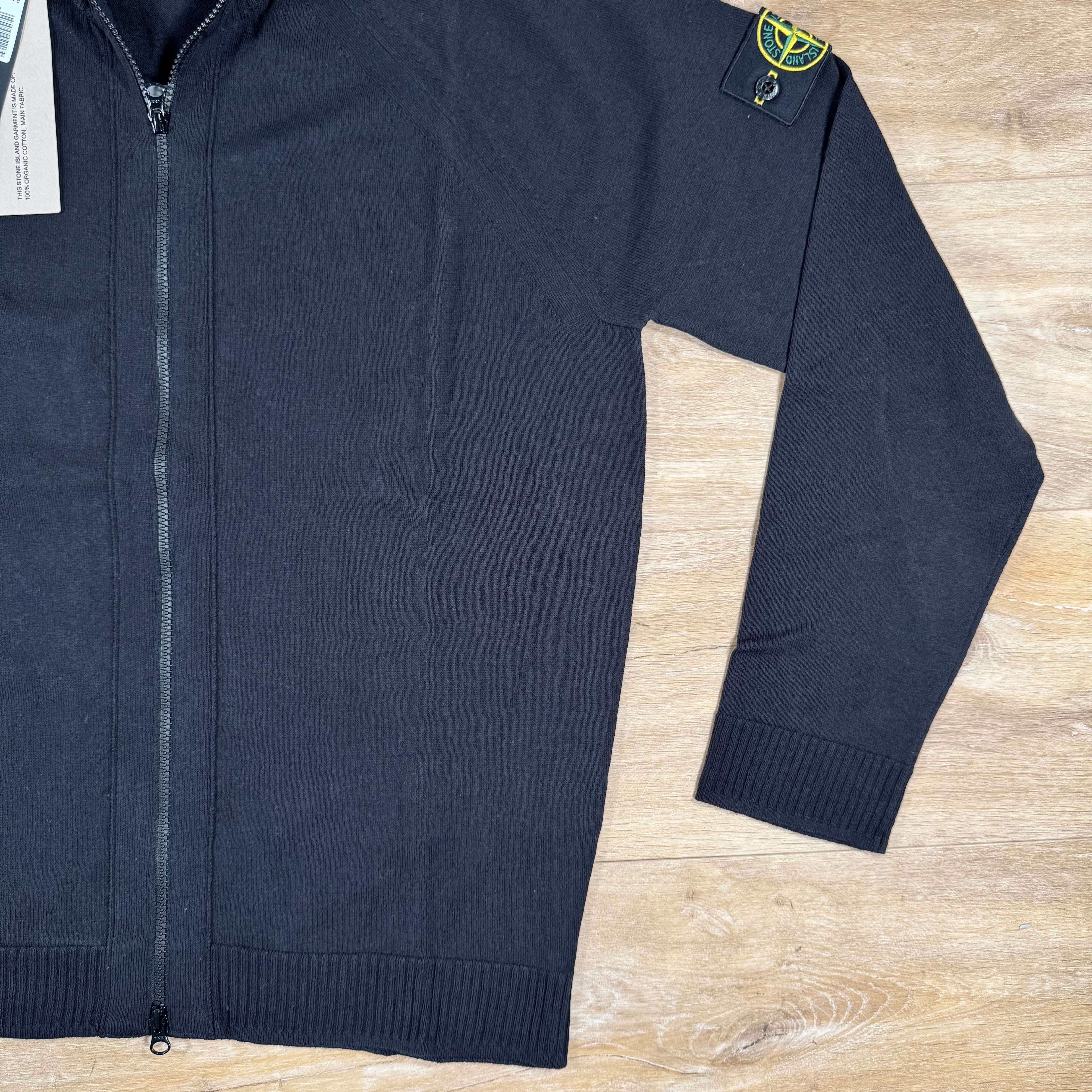 Stone Island Light Organic Cotton Knit Cardigan in Navy