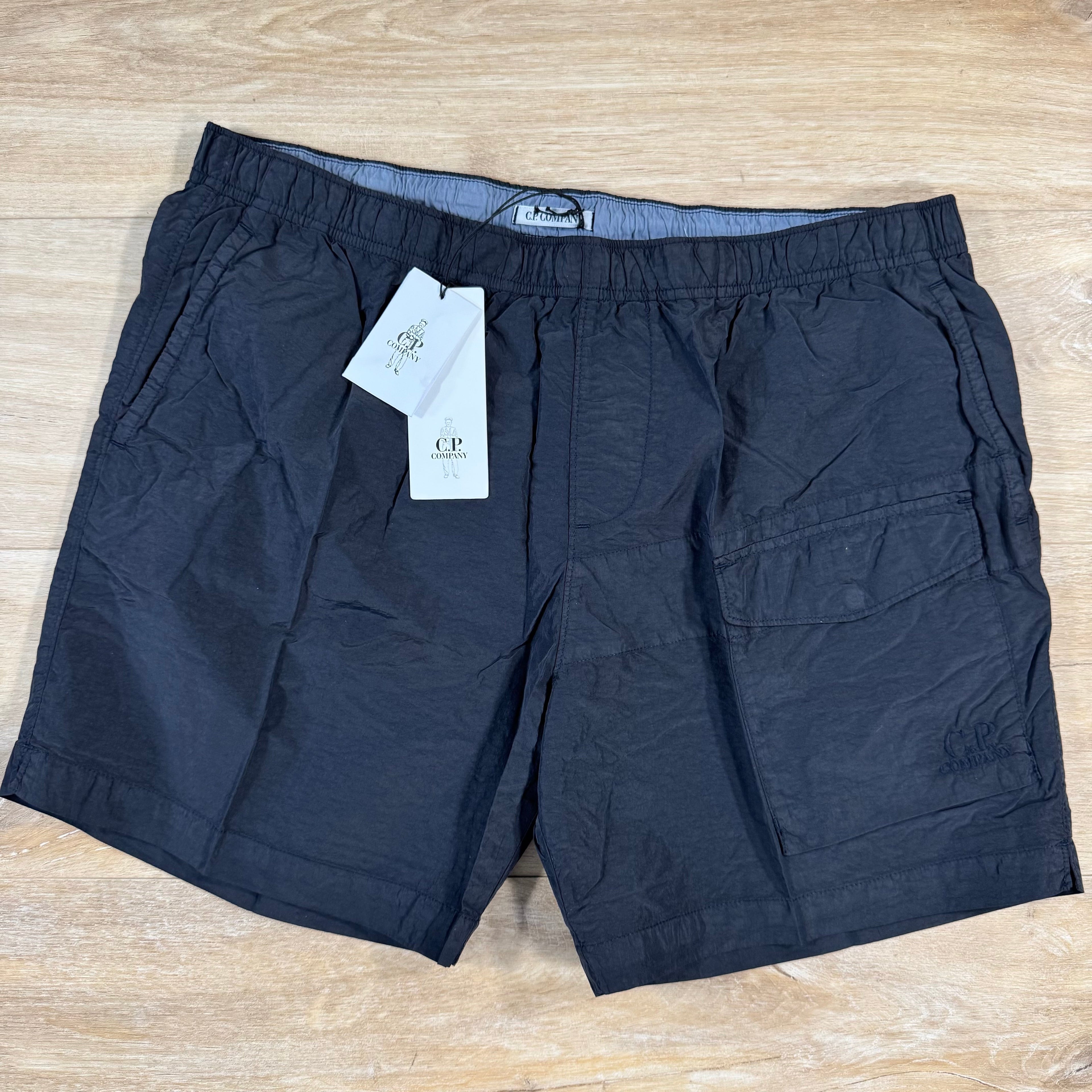 CP Company Flatt Nylon Logo Swim Shorts in Navy