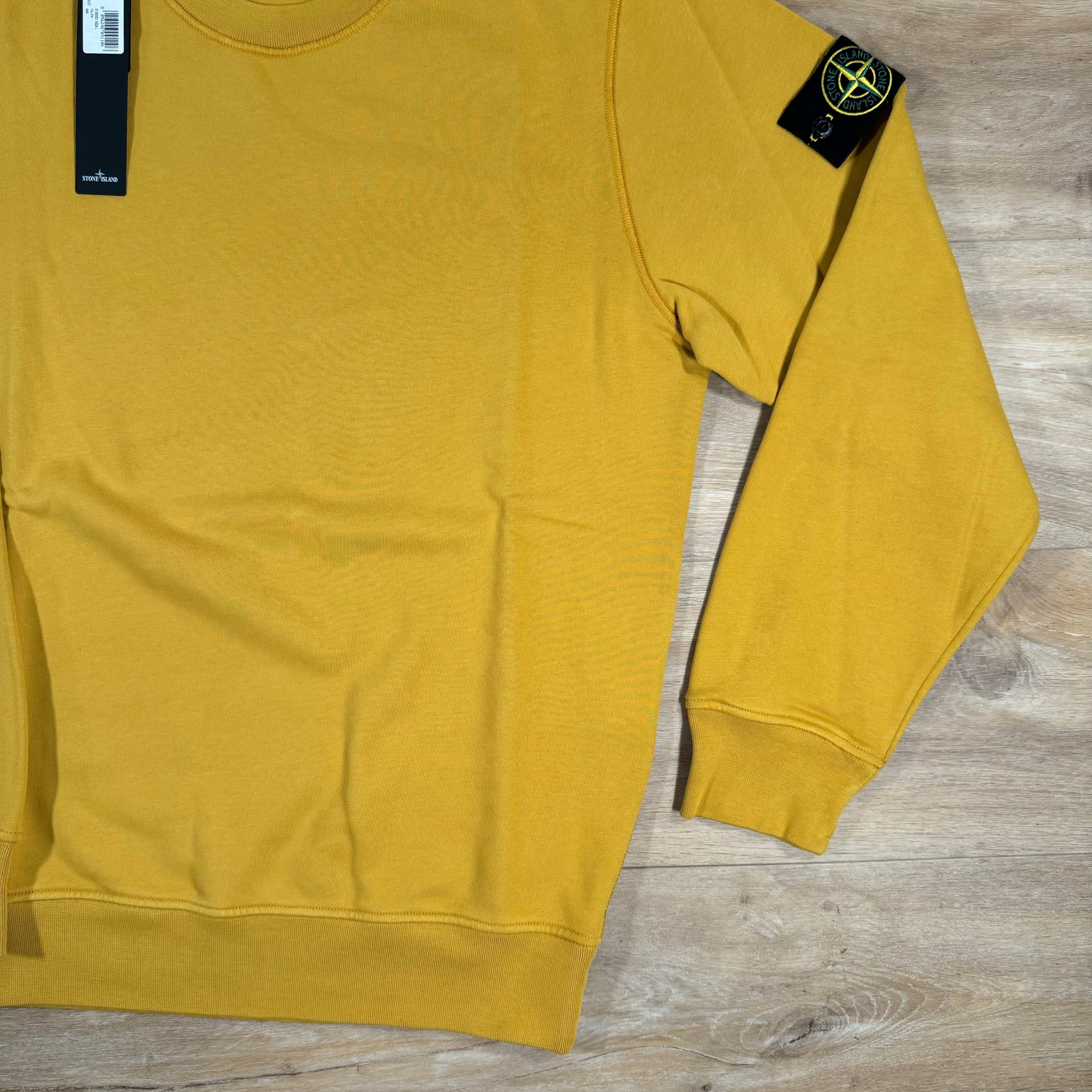 Stone Island Garment Dyed Crewneck Sweatshirt in Mustard