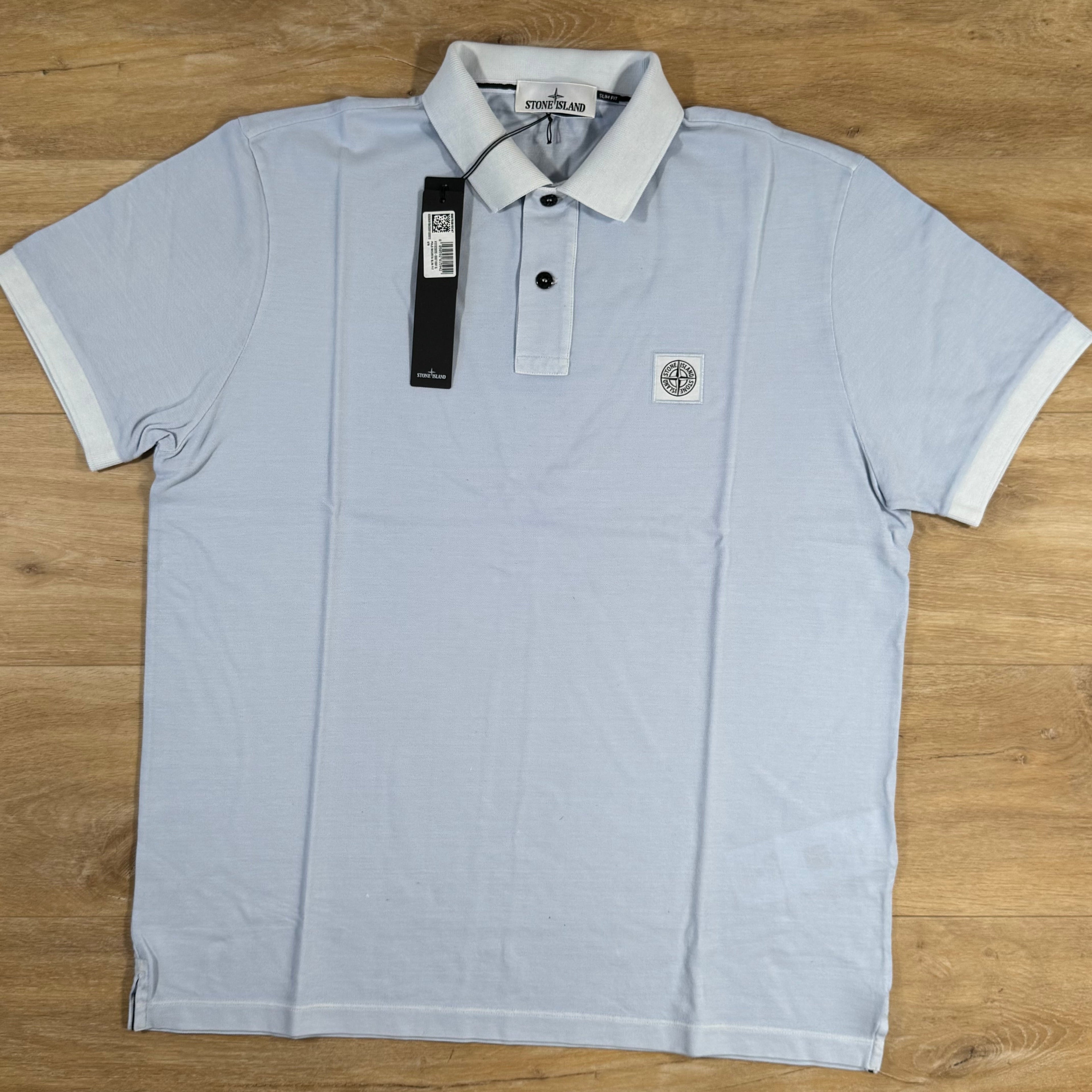 Stone Island Organic Cotton Overdye Polo Shirt in Sky Blue