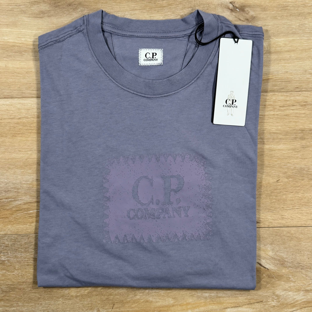 CP Company Stitch Block Logo T-Shirt in Lavender Violet