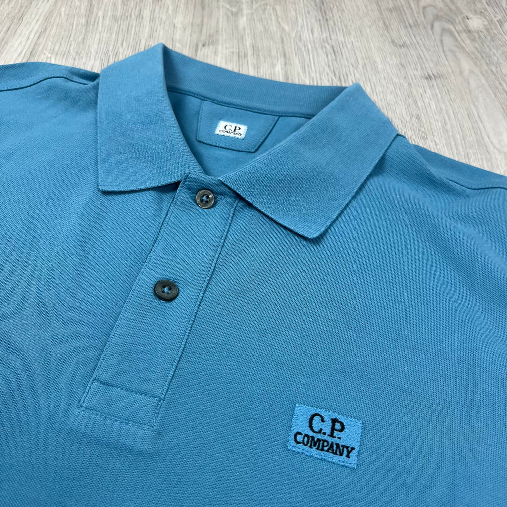 CP Company Piquet Polo Shirt - Aegean Blue