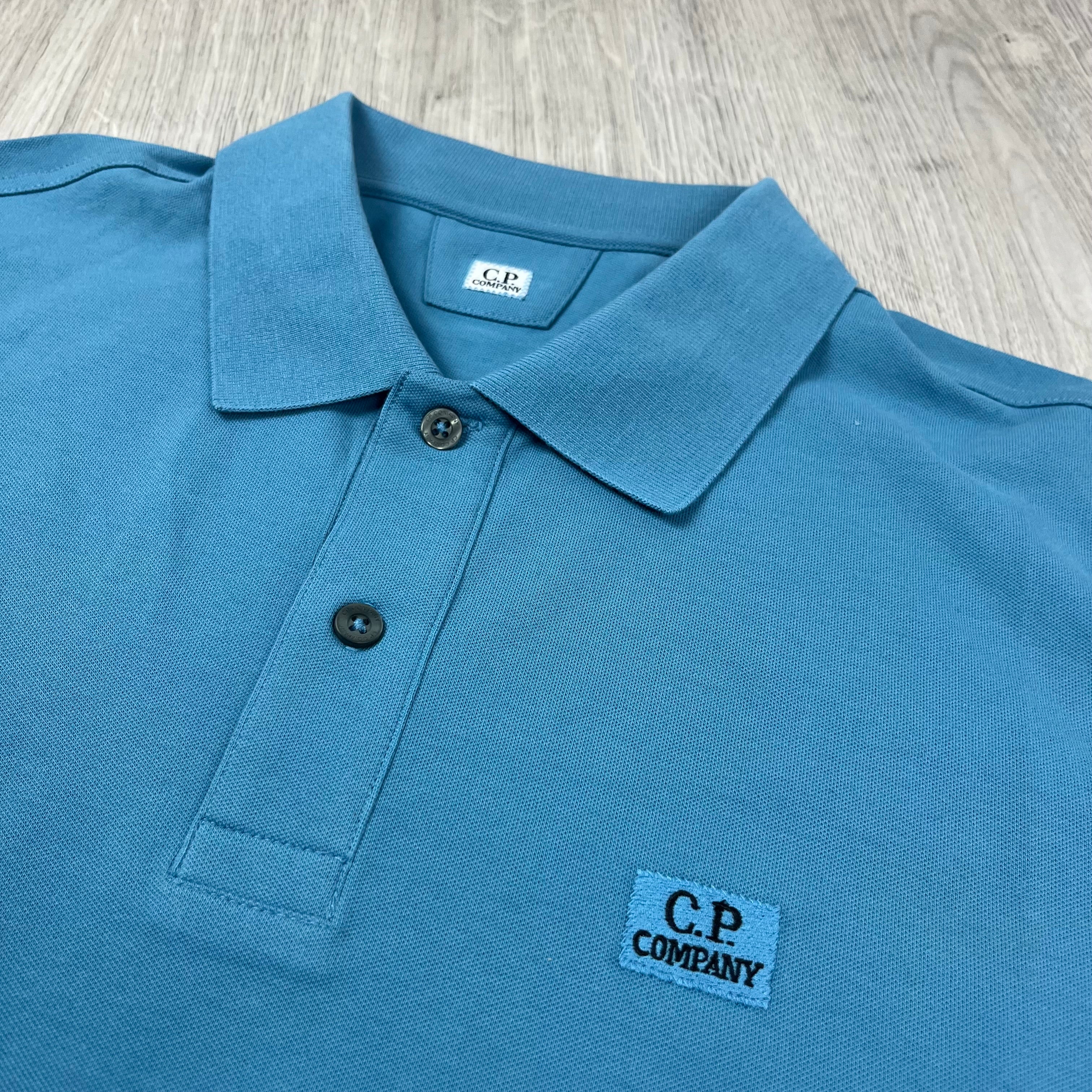 CP Company Piquet Polo Shirt - Aegean Blue