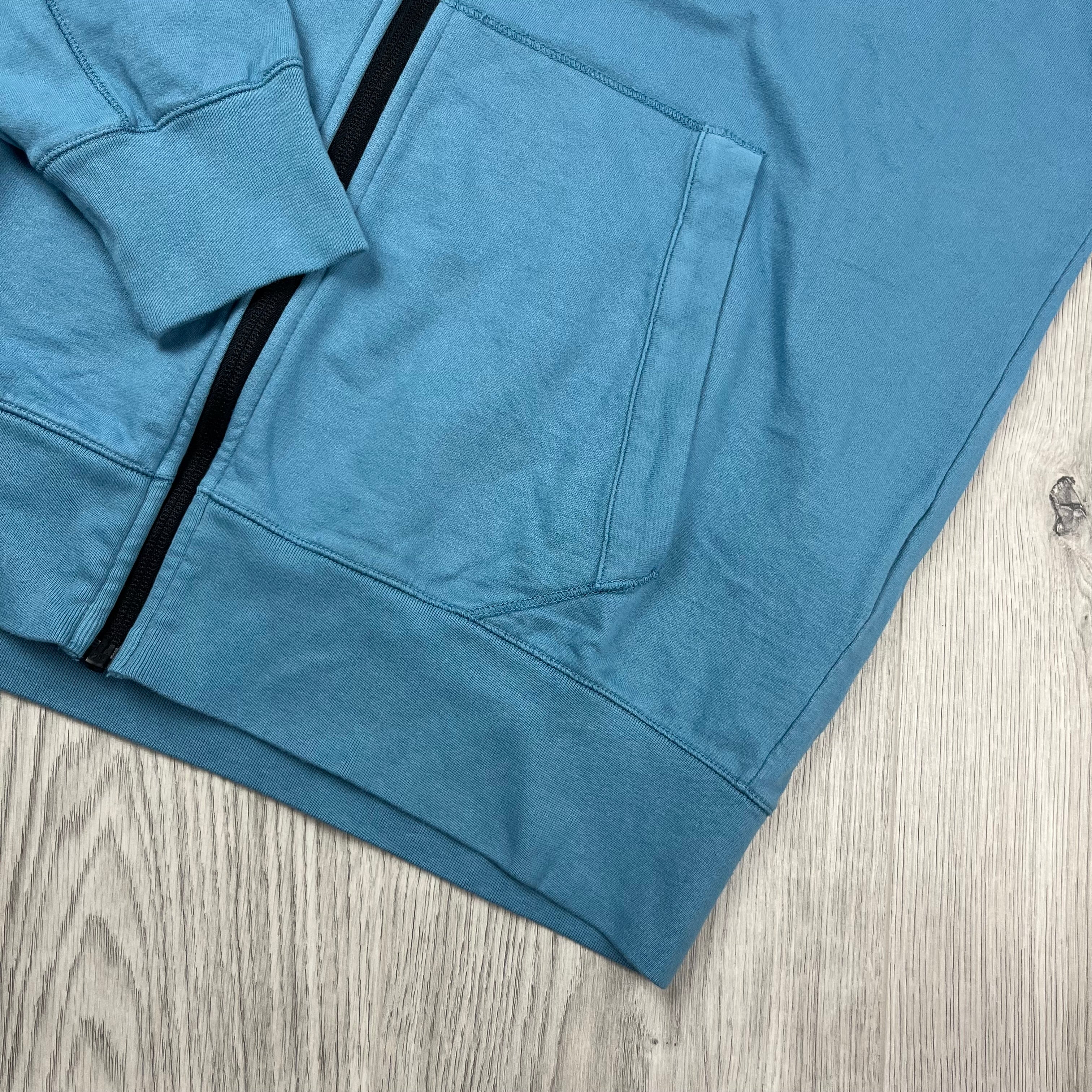 CP Company Light Fleece Zip Hoodie - Aegean Blue