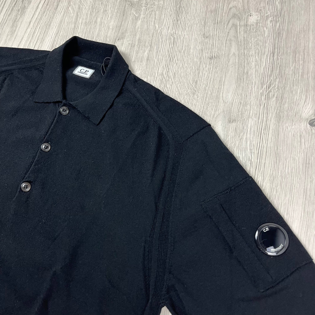 CP Company Wool Polo Shirt - Black