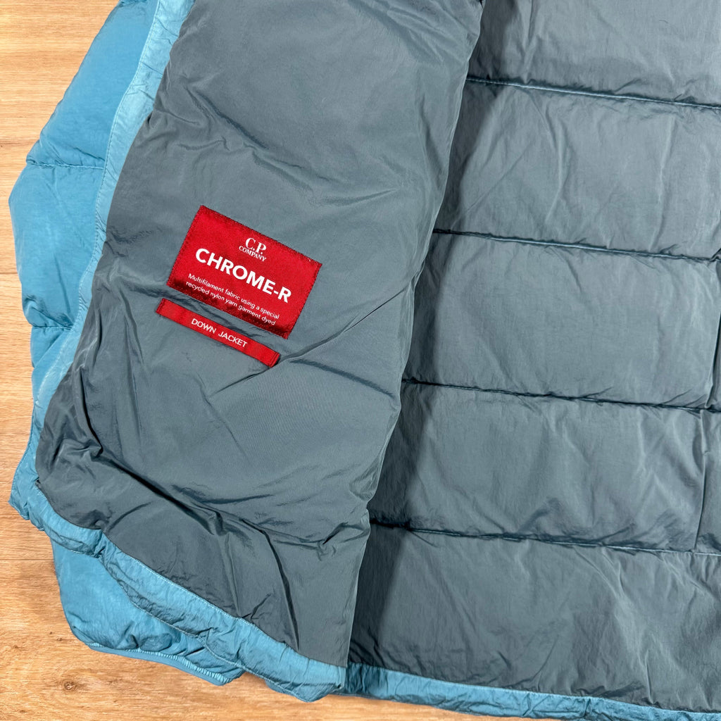 CP Company Chrome-R Goggle Down Jacket in Aegean Blue