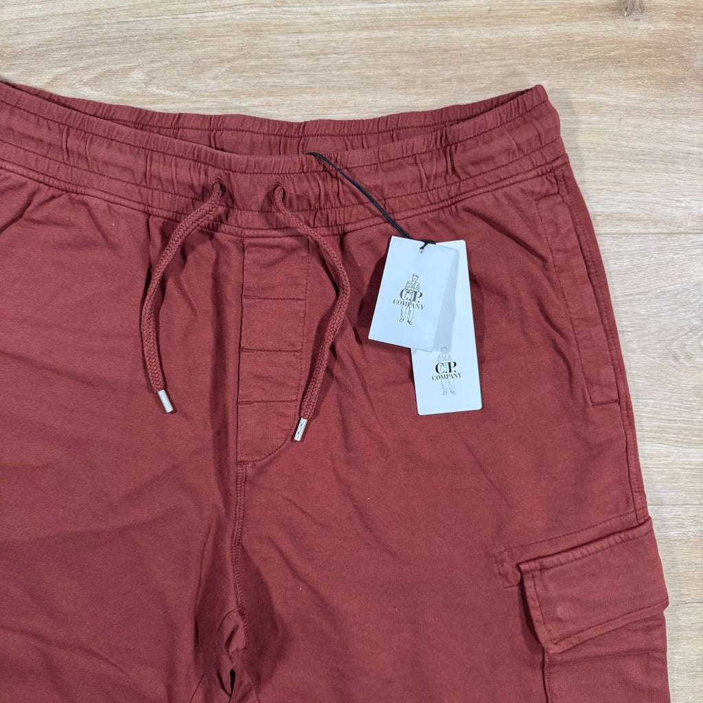 CP Company Light Fleece Cargo Lens Shorts in Sable - Brown