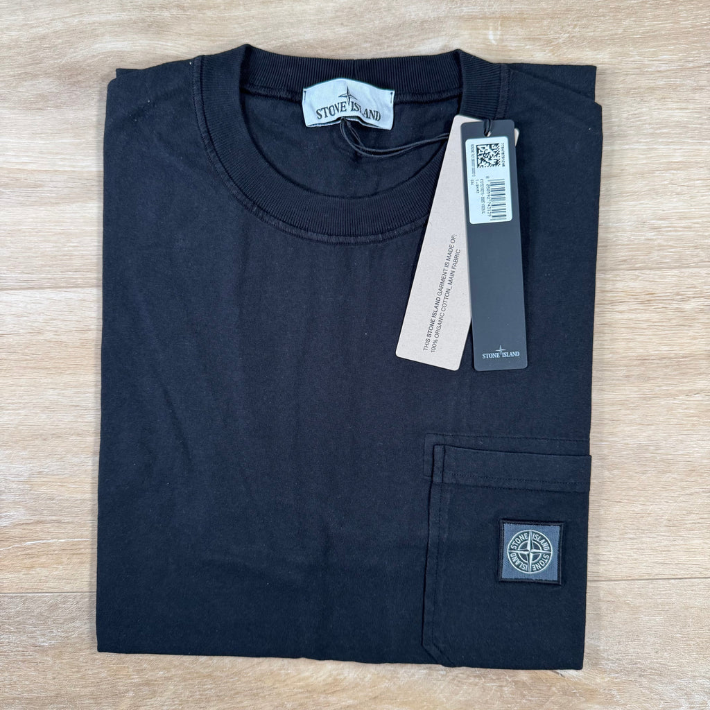 Stone Island Organic Cotton Fissato Effect T-Shirt in Black