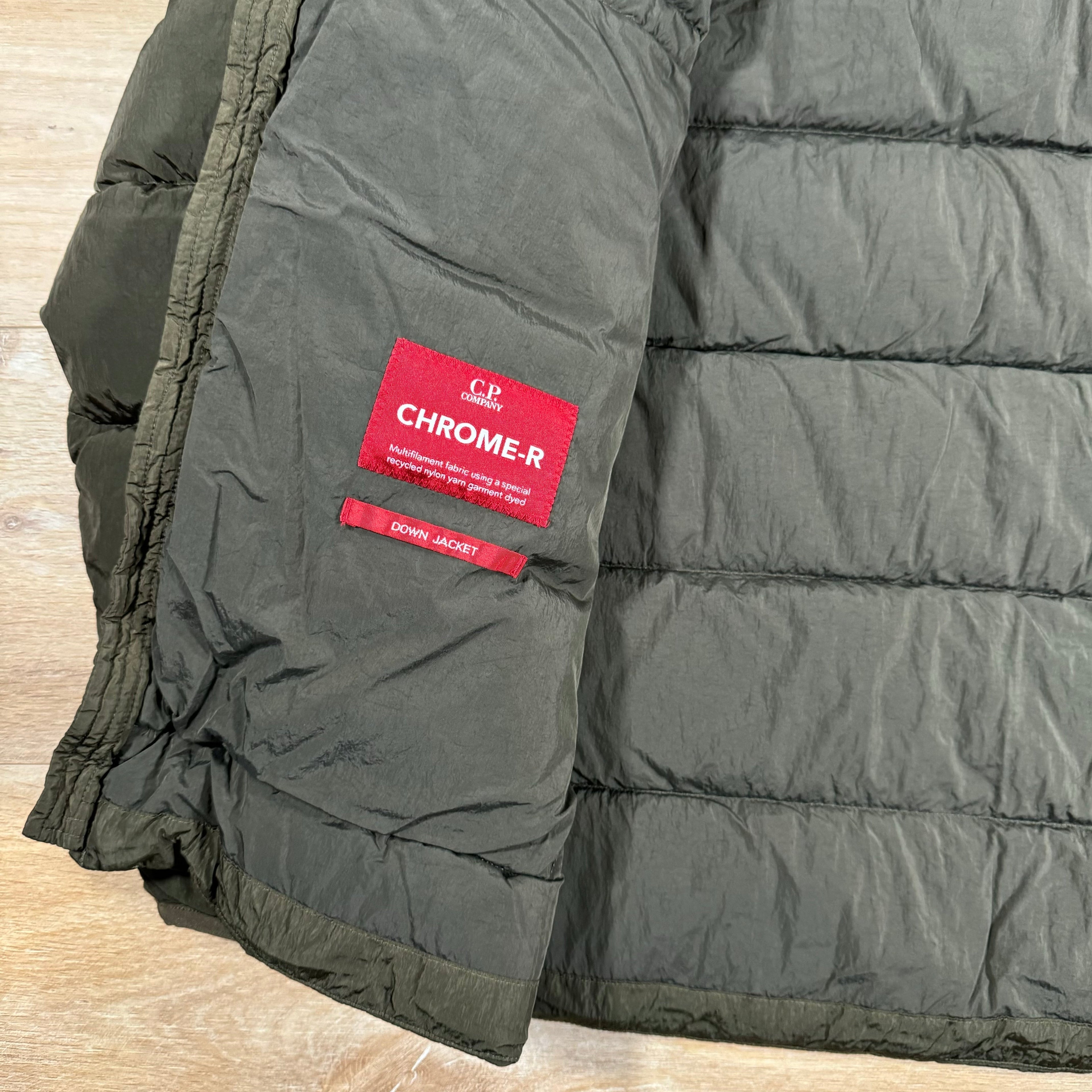 CP Company Chrome-R Goggle Down Jacket in Ivy Green