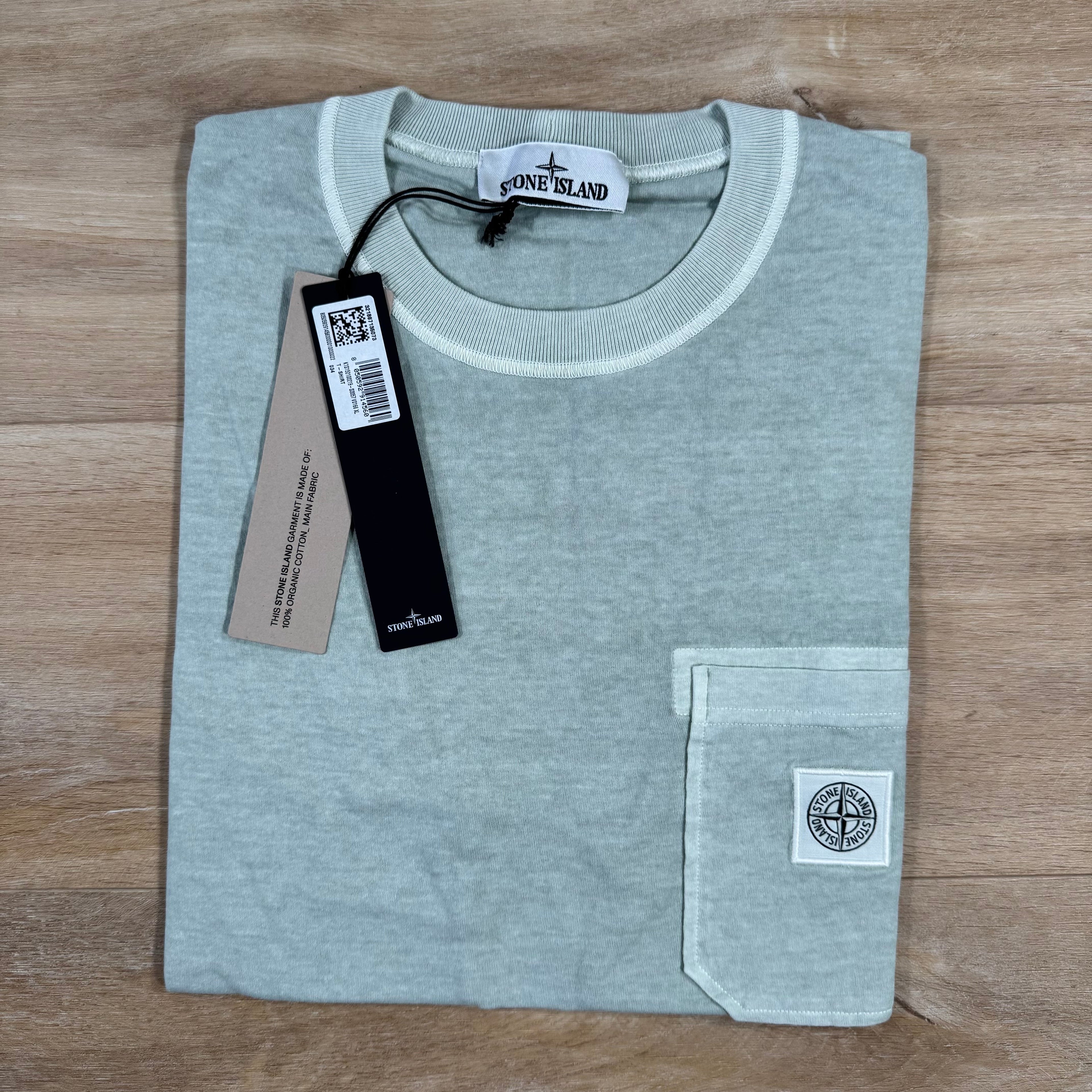 Stone Island Organic Cotton Fissato Effect T-Shirt in Green Grey