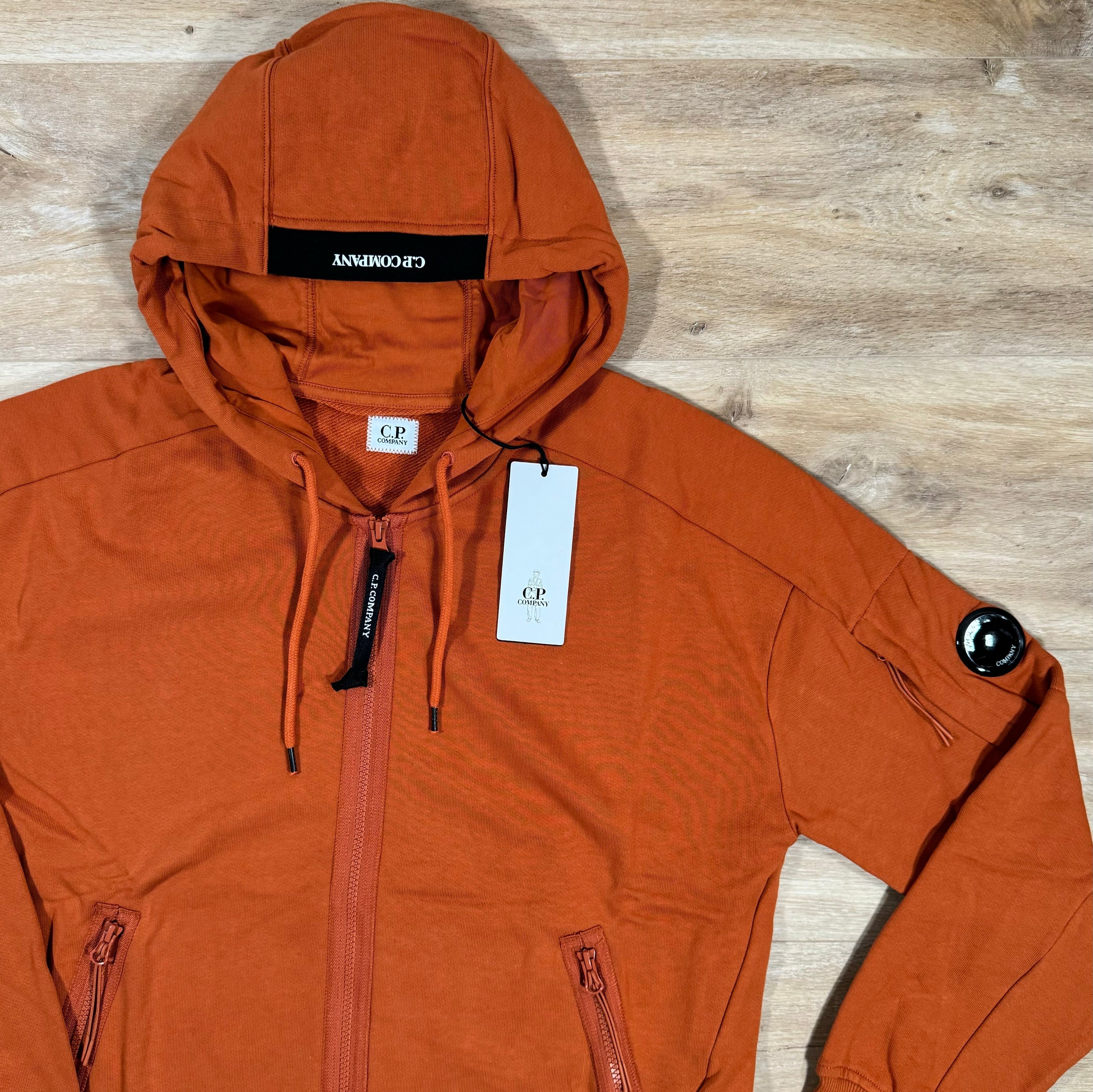 CP Company Diagonal Raised Zipped Lens Hoodie in Bombay Brown