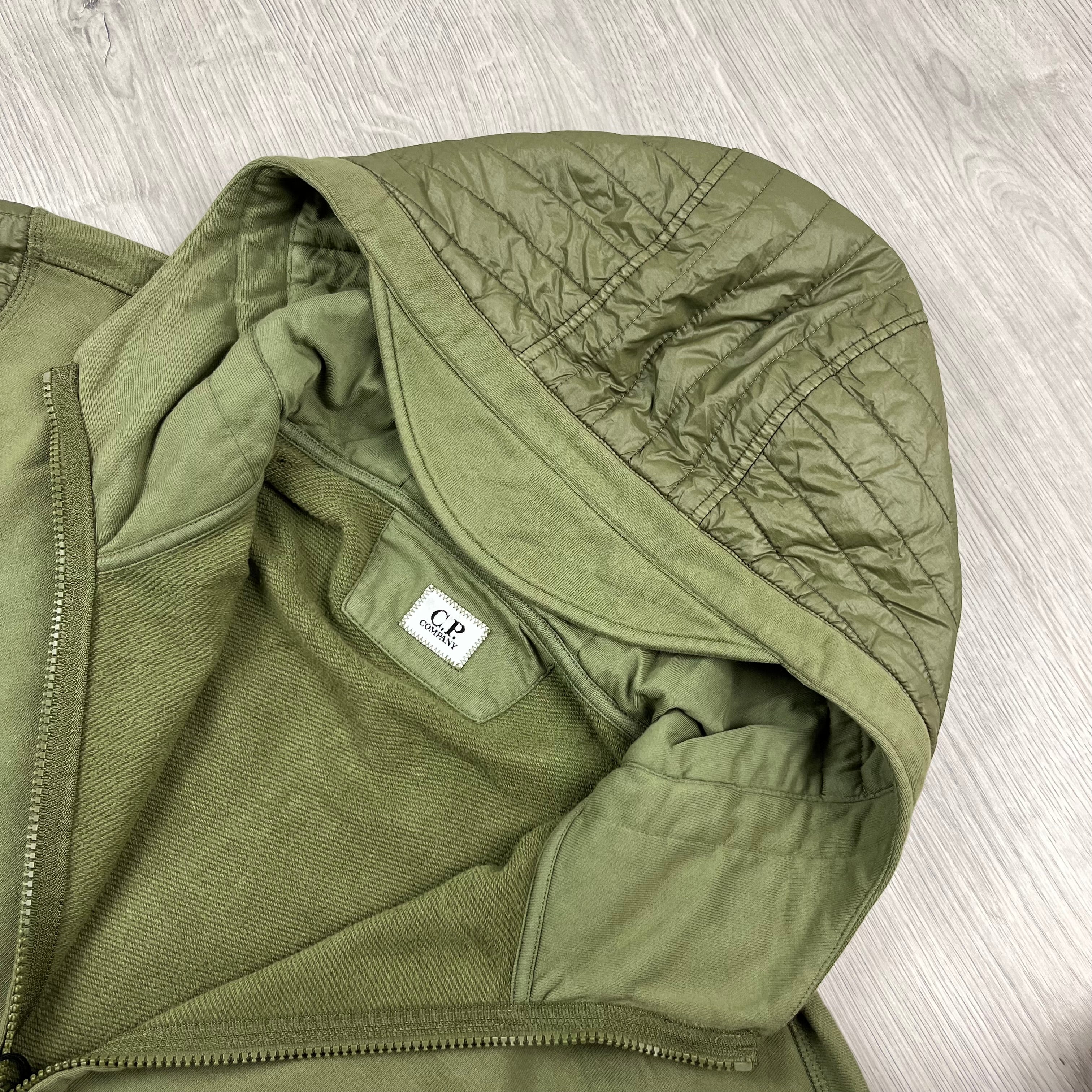 CP Company Raised Fleece Zip Hoodie - Capers