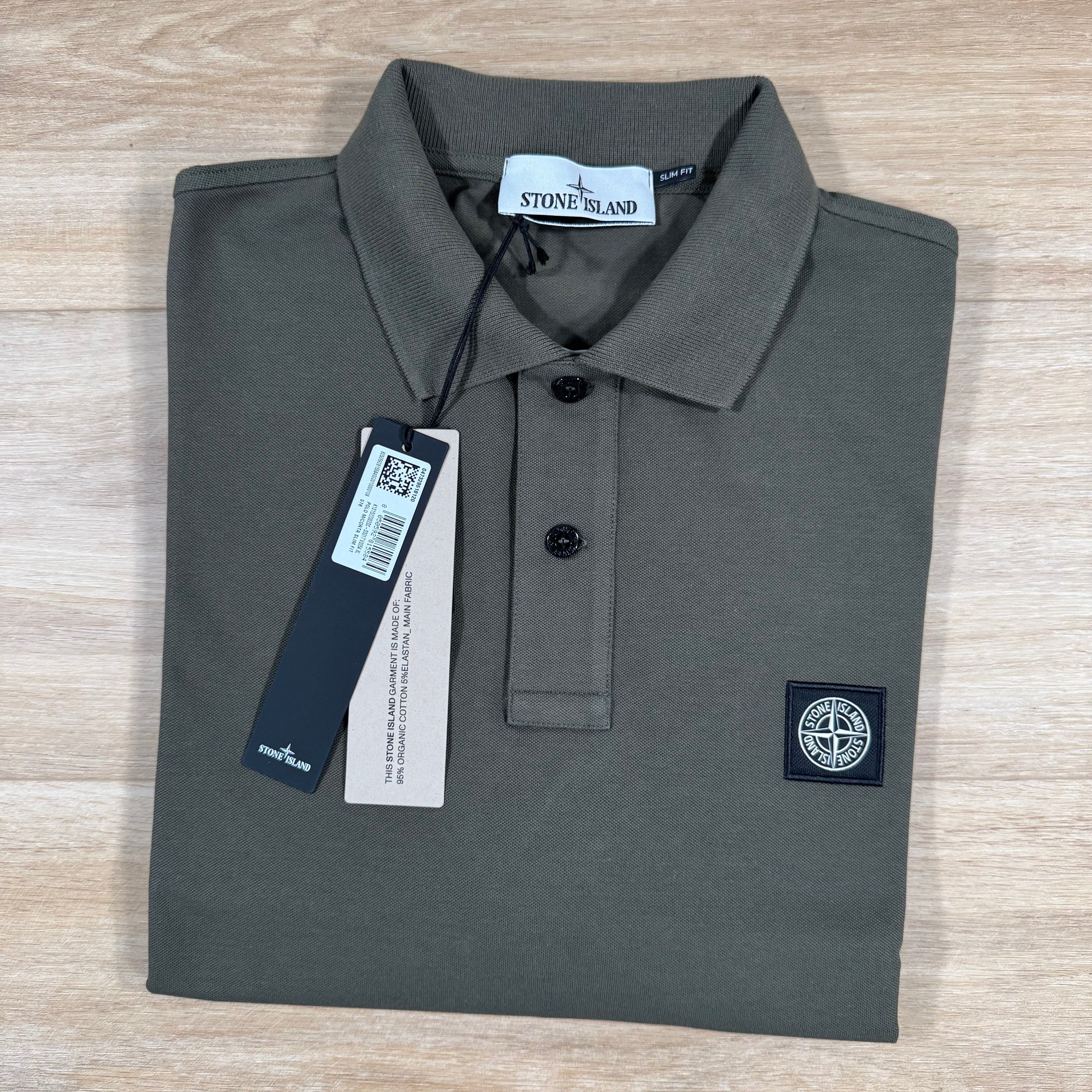Stone Island Organic Cotton Pique Polo Shirt in Military Green