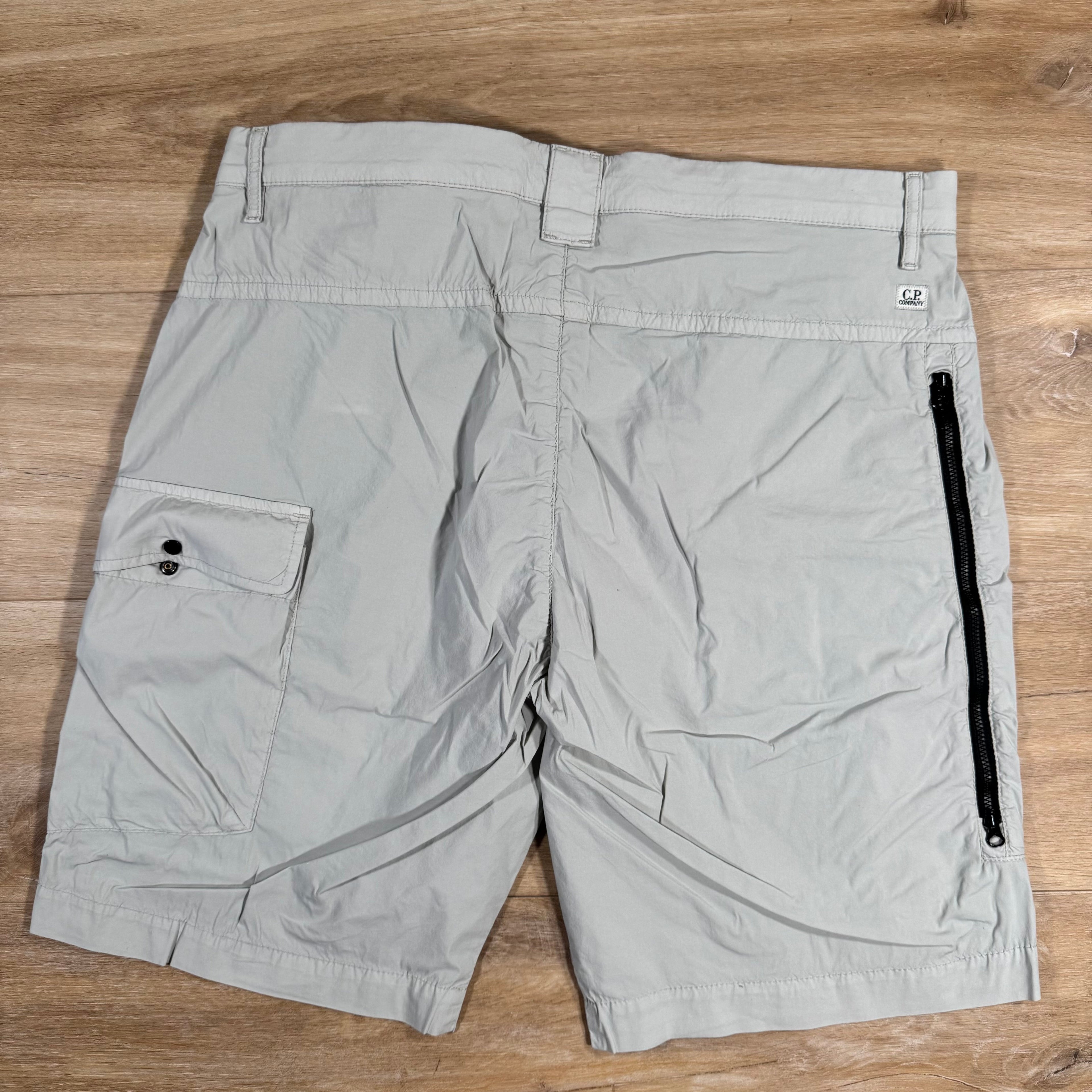 CP Company 50 Fili Stretch Cargo Shorts in Blue Fox - Grey