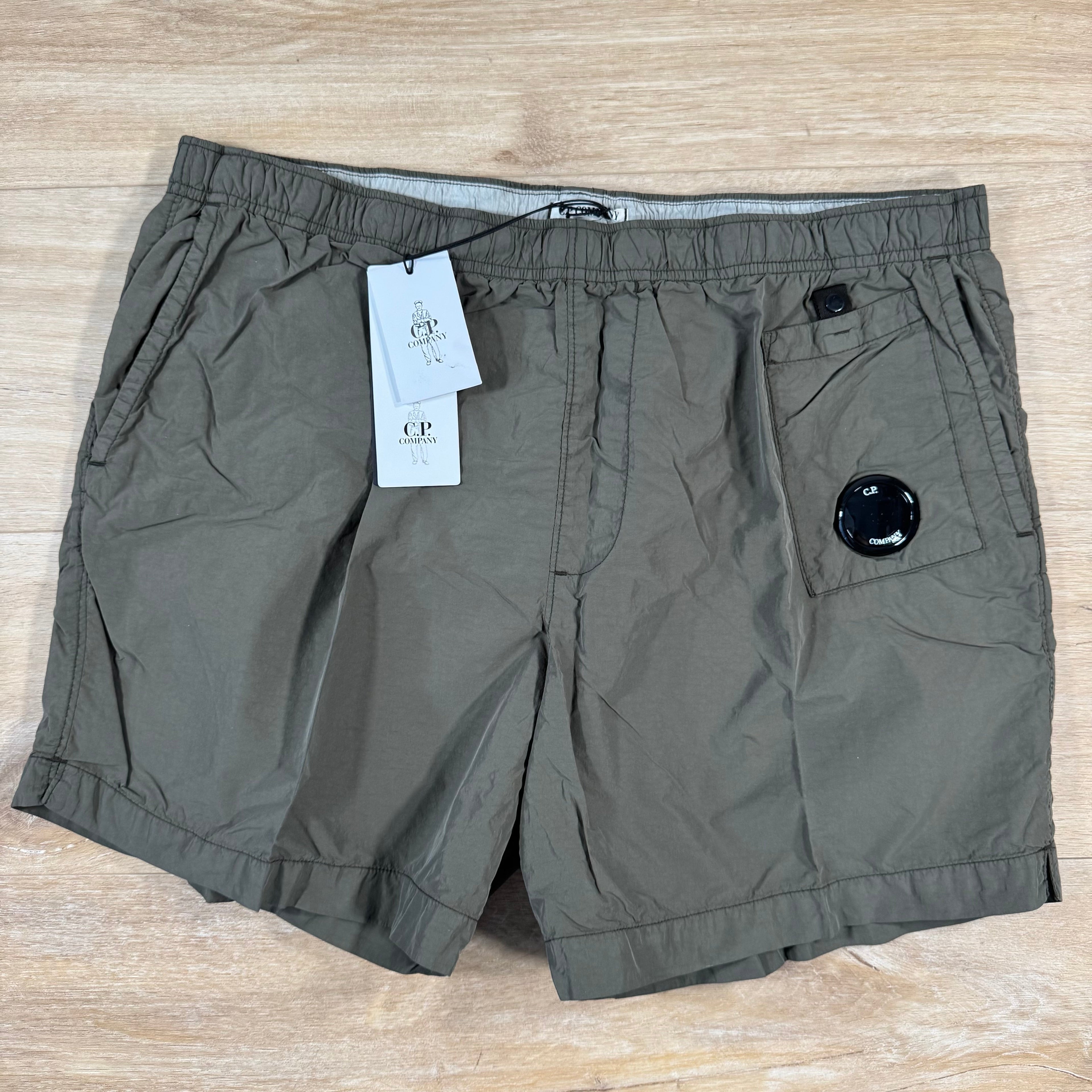 CP Company Flatt Nylon Lens Swim Shorts in Ivy Green