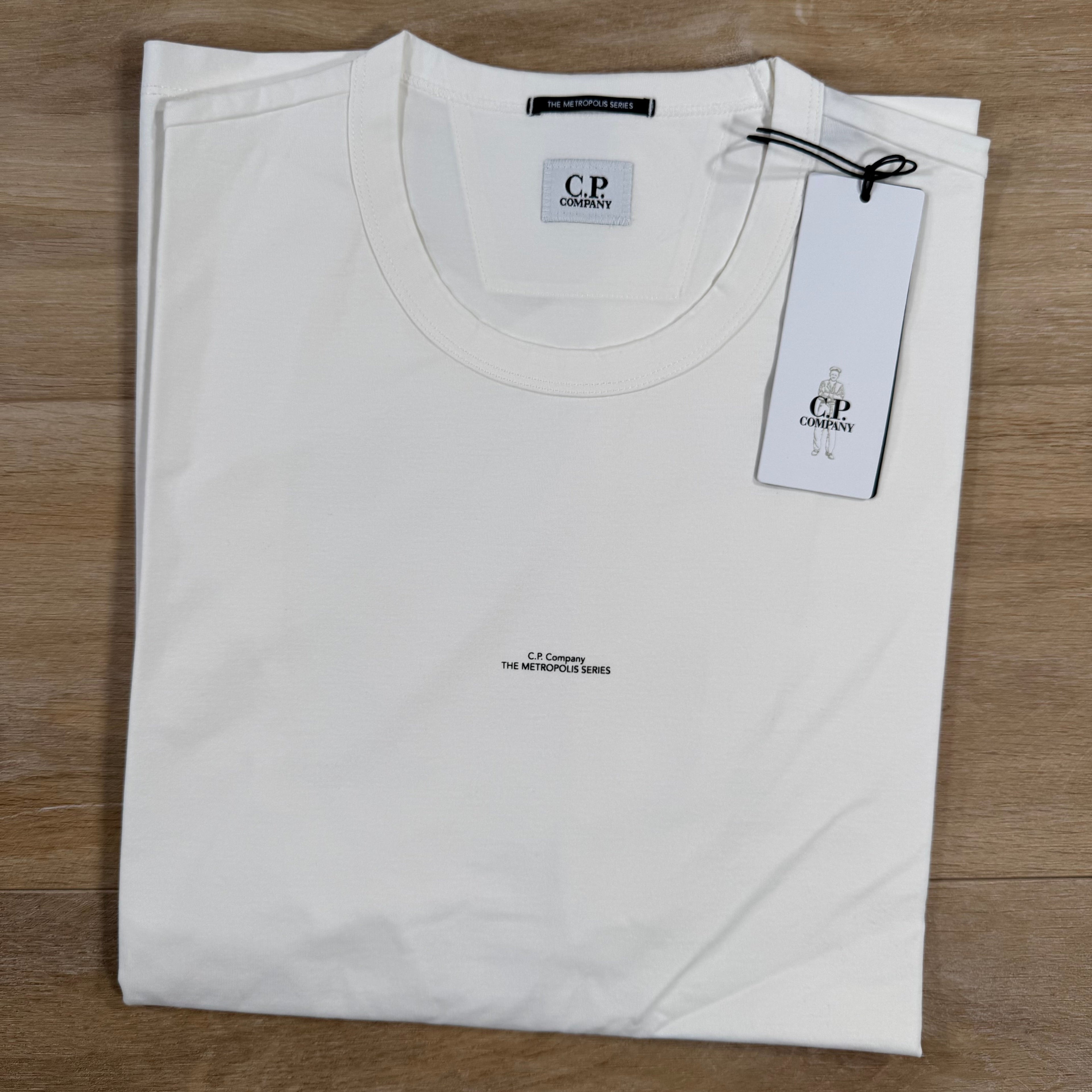 CP Company Metropolis Series Printed Logo T-Shirt in Gauze White