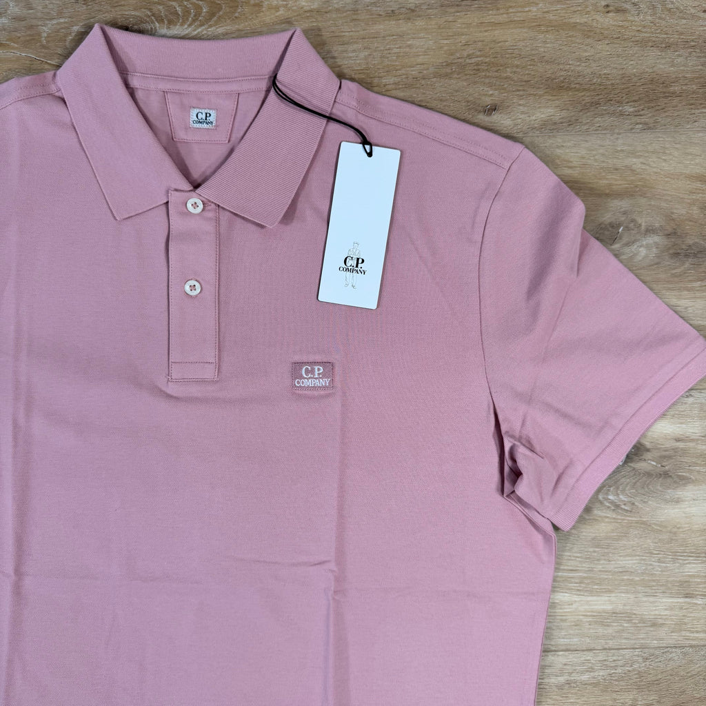 CP Company Stretch Piquet Logo Polo Shirt in Misty Rose - Pink