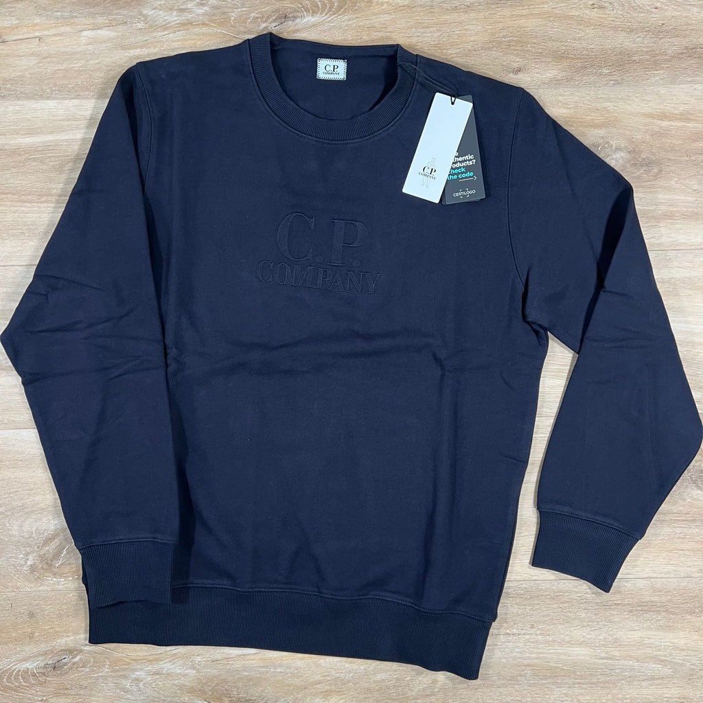 CP Company Diagonal Raised Logo Sweatshirt in Navy
