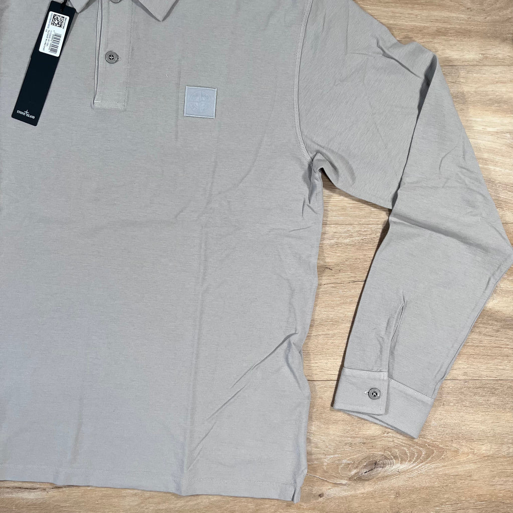 Stone Island Crepe Cotton Long-Sleeved Ghost Polo Shirt in Dust Grey