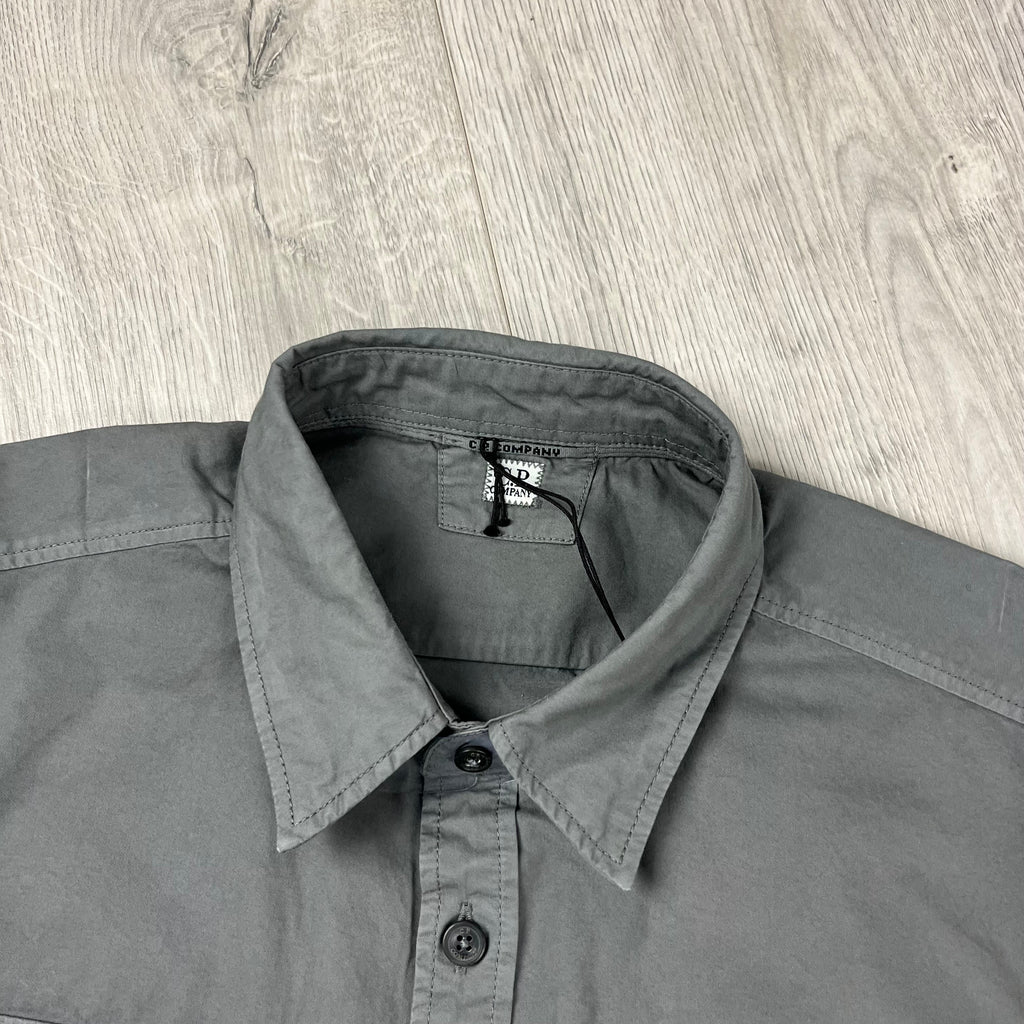 CP Company Button Overshirt - Smoked Pearl