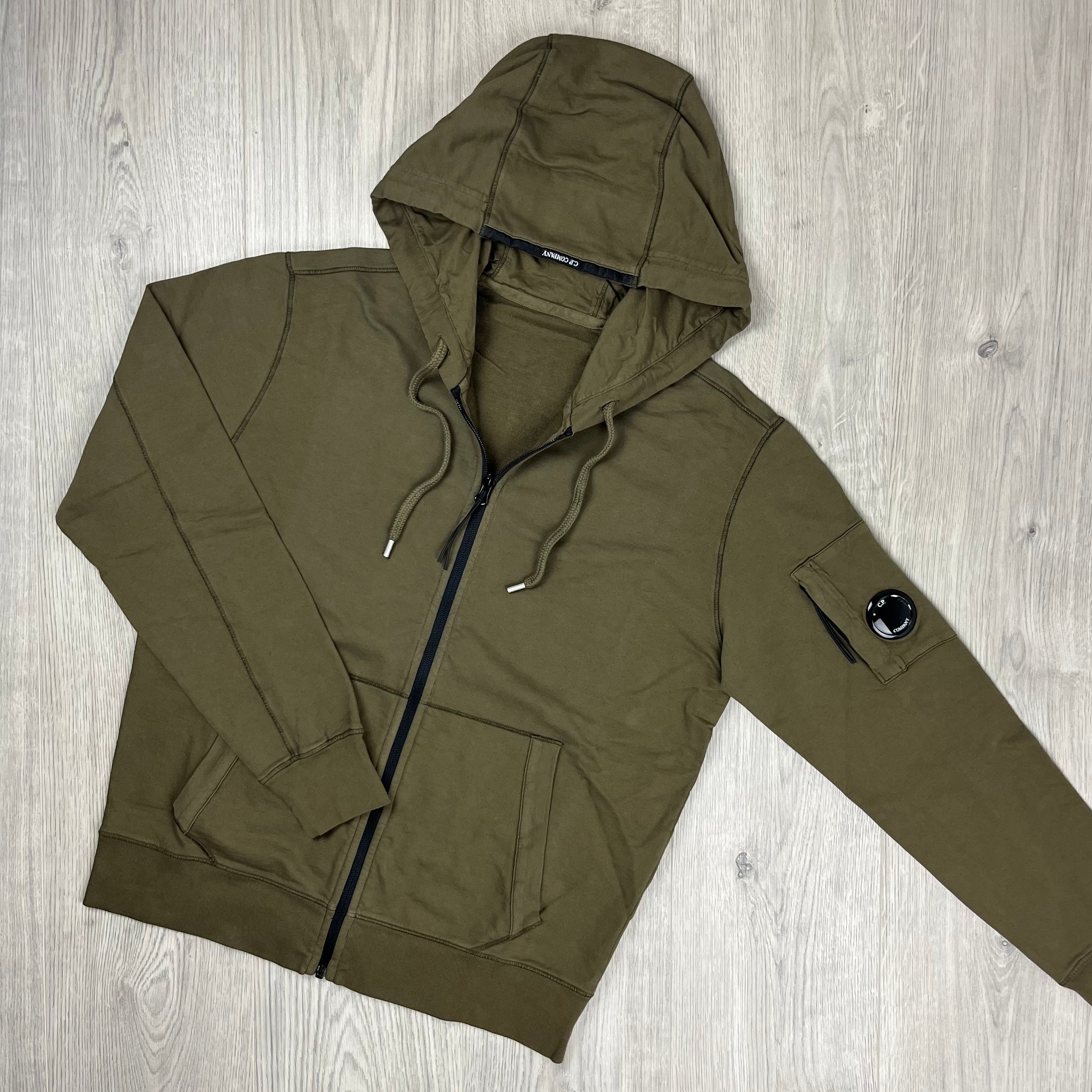 CP Company Light Fleece Zip Hoodie - Ivy Green